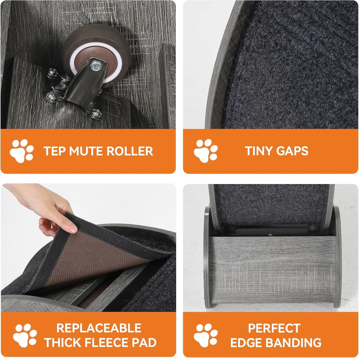 Large Wooden Cat Exercise Wheel for Indoor Cats – Quiet Treadmill, Sisal Scratching Board, Play Balls, Safe Narrow Gap, Anti-Slip, Furniture-Style Fitness