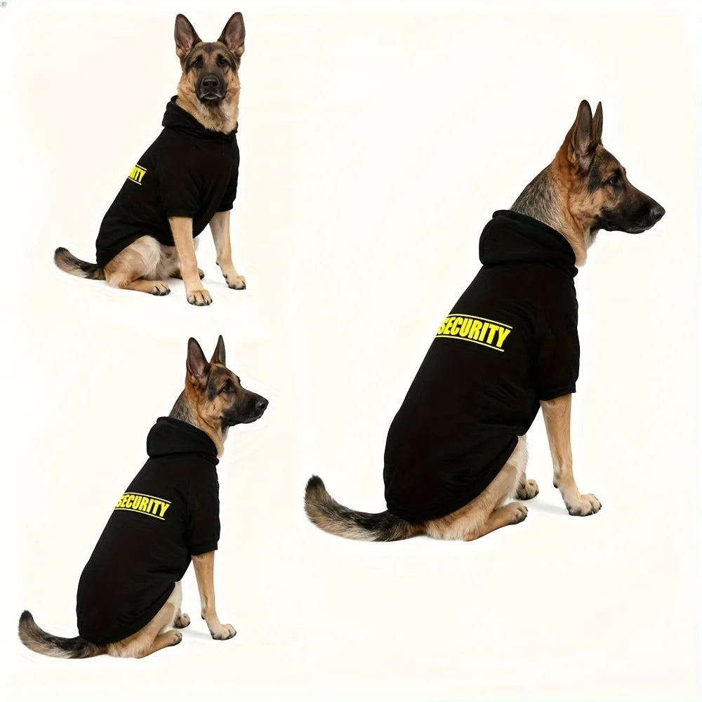Security Printed Handsome Dog Hoodie Warm Pet Sportswear Medium and Large Dogs Outdoor Safety Pet Clothing Dog Clothing
