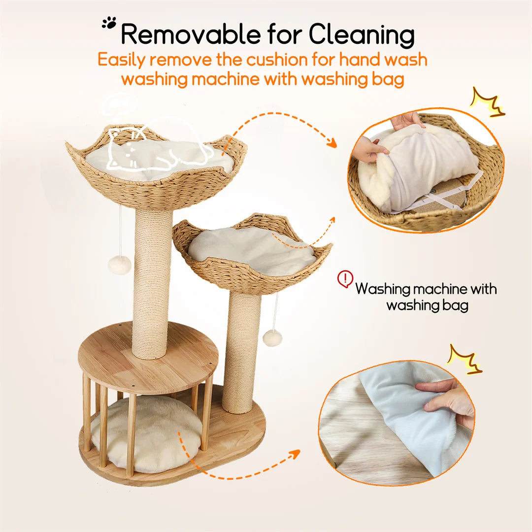 3-Tier Cat Climbing Tree Indoor Kittens Activity Center Tower with Scratching Post for Cat Furniture
