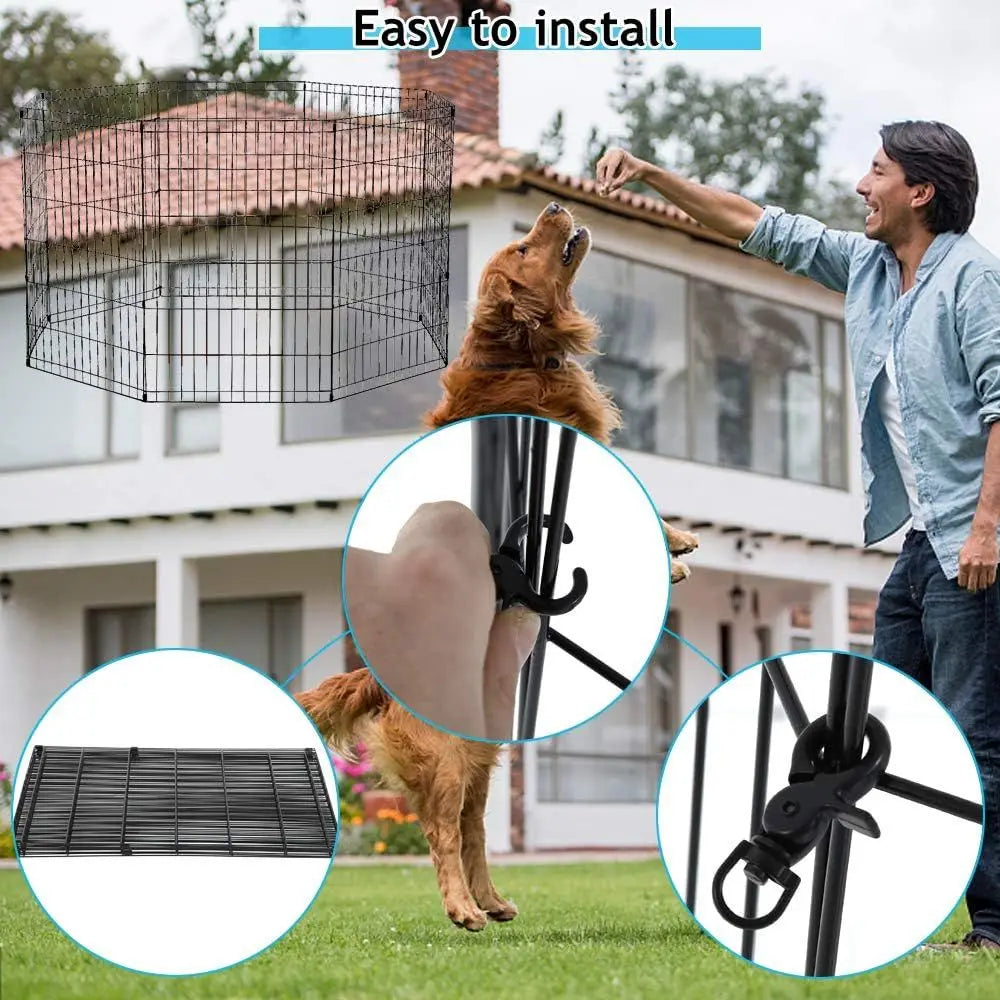 Pet Playpen, 8 Panel Metal Portable oldable Indoor Outdoor Cat Puppy Exercise Pen olding Animal Wire Yard Dog ence Crate Kennel