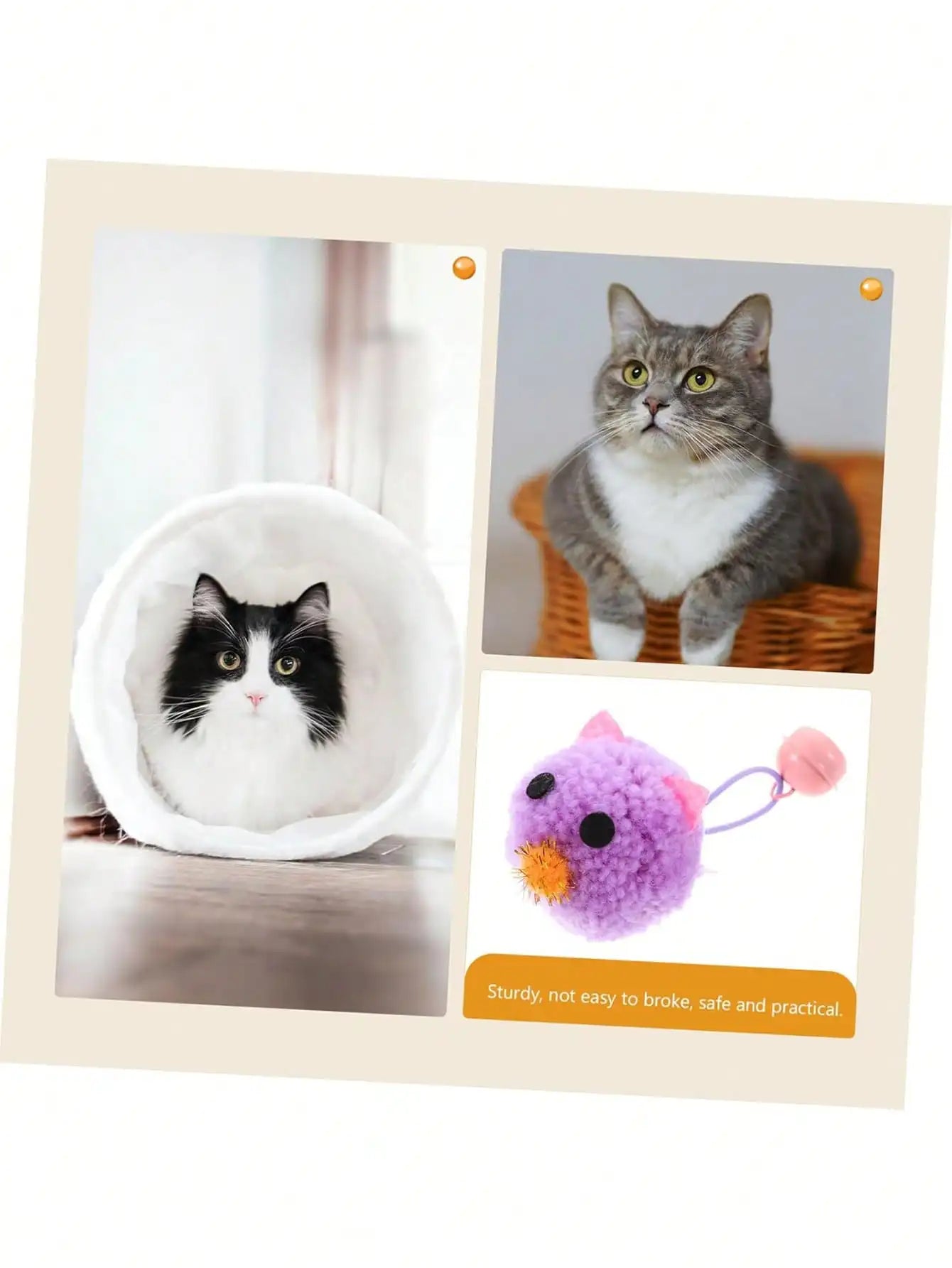 4pcs Cat Toys Set, Plush Ball With Bell, Plush Cat Ball Toys With Bells, Cute Cat Mouse Toys With Sound & Chewing Design, Interactive Indoor Cat Toys To Relieve Boredom And Destructive Behavior