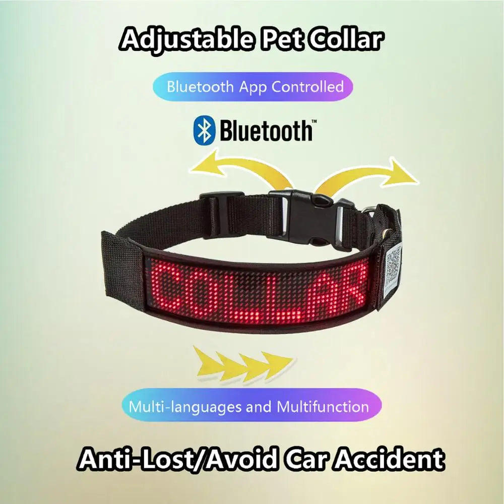 Rechargeable Illuminated Dog Collars LED Programmable Scrolling Text Flash Leopard Collar Puppy Night Safety Accessories Product