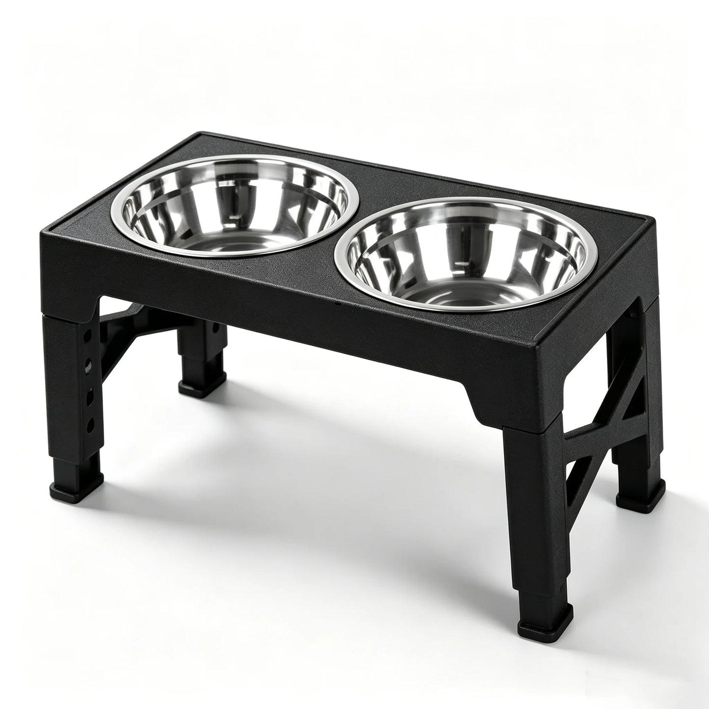 Elevated Dog Feeder Bowls Adjustable Raised Stand with Double Stainless Steel Food Water Bowls Small Medium Large Dogs