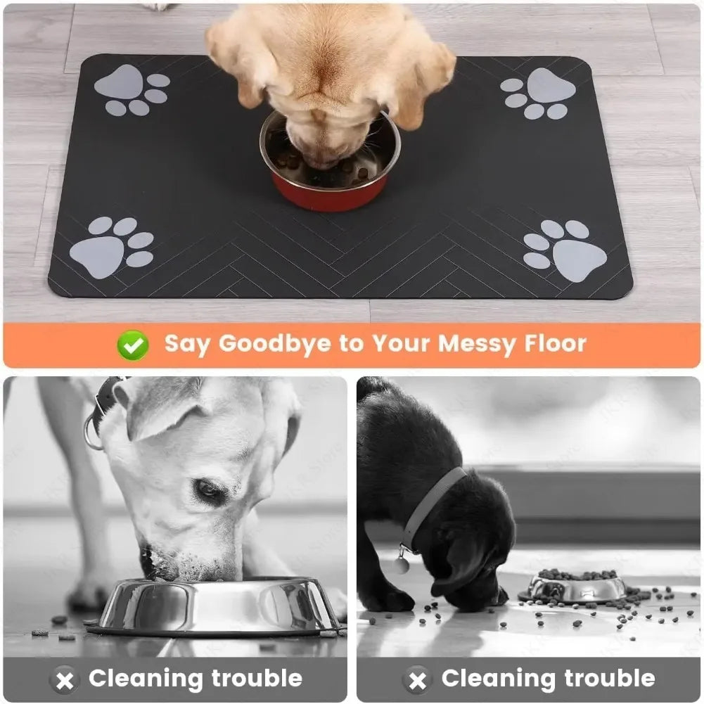 Absorbent Dog Cat Feeding Mat Quick Dry Waterproof Pet Bowl Placemat with Rubber Backing for Food Water Floor Protection