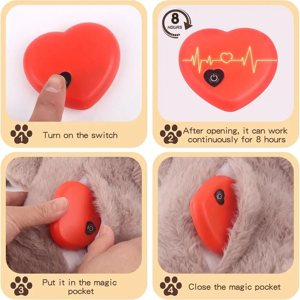 Puppy Heartbeat Toy Dog Anxiety Relie Calming Aid Puppy Heartbeat Stued Animal Behavioral Training Sleep Aid Comort Soother Plus