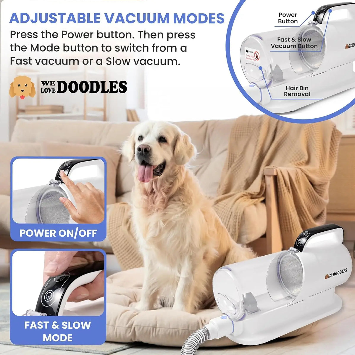 Dog Grooming Vacuum, Professional Use & Home Pet Grooming Vacuum for Dogs | 11-in-1 Professional Grade & Lightweight Dog