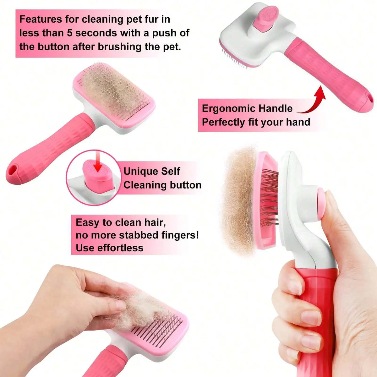 1pc Pet Grooming Brush, Deshedding Tool For Dogs And Cats, One-Click Loose Undercoat Removal, Pet Grooming Tool