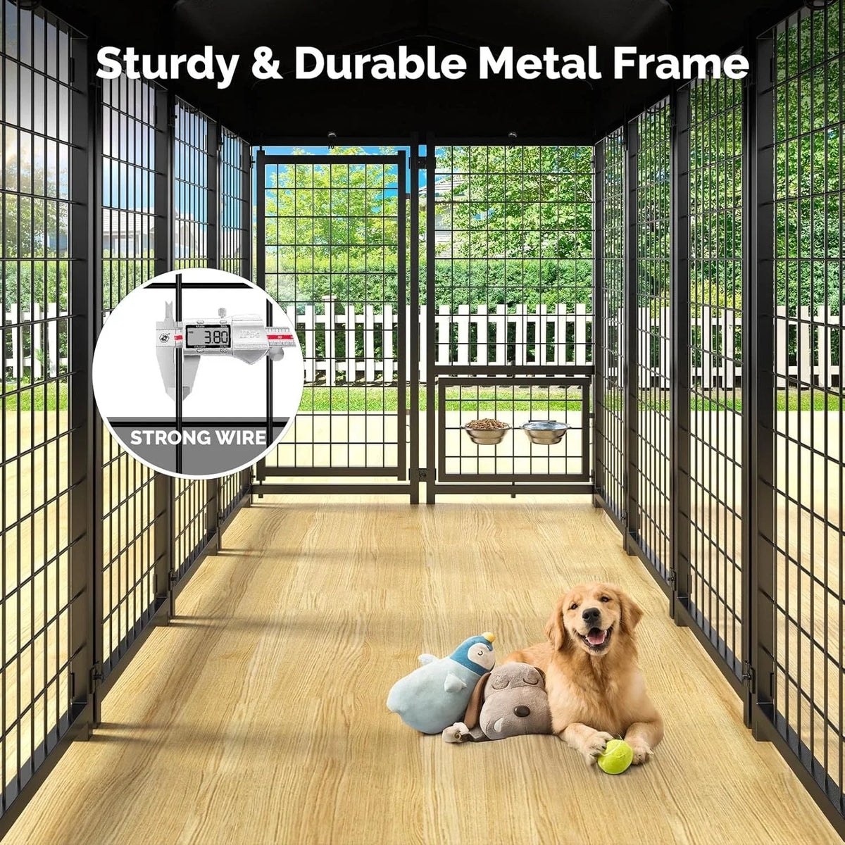 64.9" Heavy Duty Metal Outdoor Dog Kennel Playpen Crate Welded Wire Poultry Hens,Ducks,Geese Crate with Waterproof Cover