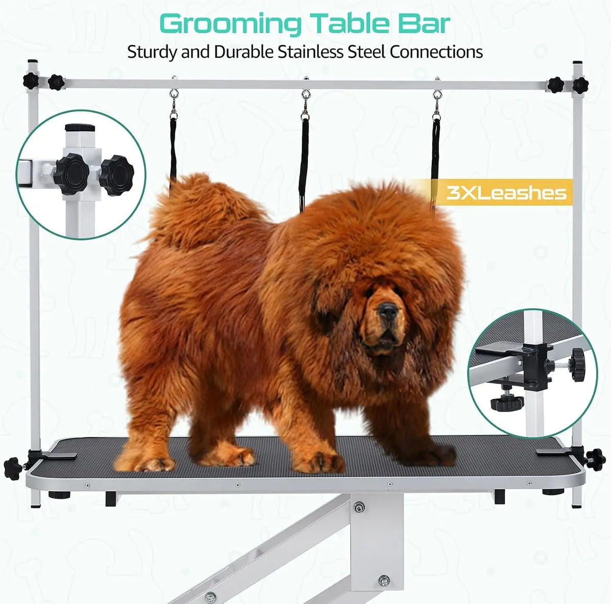 Garvee 43.3" Electric Pet Grooming Table 350 LBS Heavy Duty Dog Grooming Arm  for Large Dog Salon-Grade Pet Height Adjustable Grooming Station Slip Tabletop