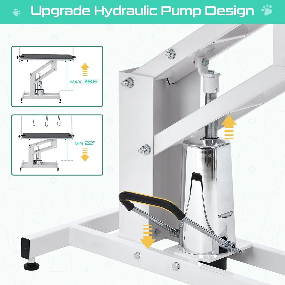 Garvee 43.3" Electric Pet Grooming Table 350 LBS Heavy Duty Dog Grooming Arm  for Large Dog Salon-Grade Pet Height Adjustable Grooming Station Slip Tabletop