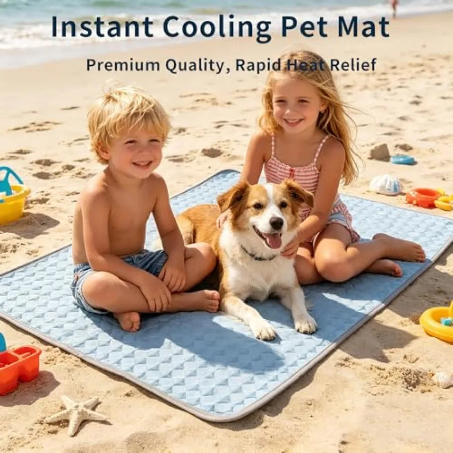 Summer Cooling Mat for Dogs and cats, Non-Slip Ice Silk Self Cool Mat for Medium and small Pets, Non-Toxic, Scratch-Proof and W