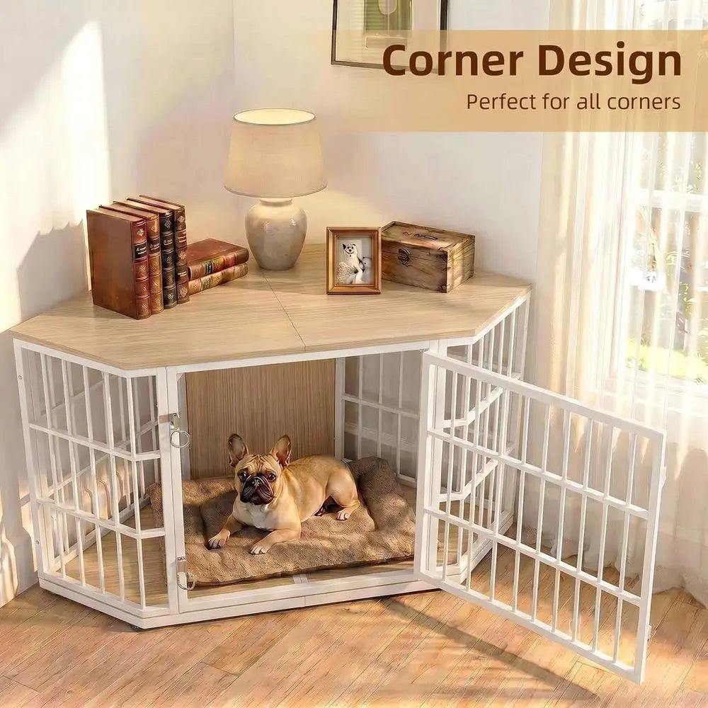 52 Inch Dog Crate urniture , Wooden Dog Kennel urniture, End Table Dog Crate or Large Dogs, Indoor Pet Crates Side Table or Dogs
