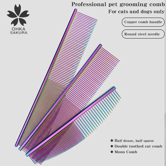 Professional pet grooming comb, moon comb, double toothed comb, cat and dog comb, pet grooming competition, competitive home