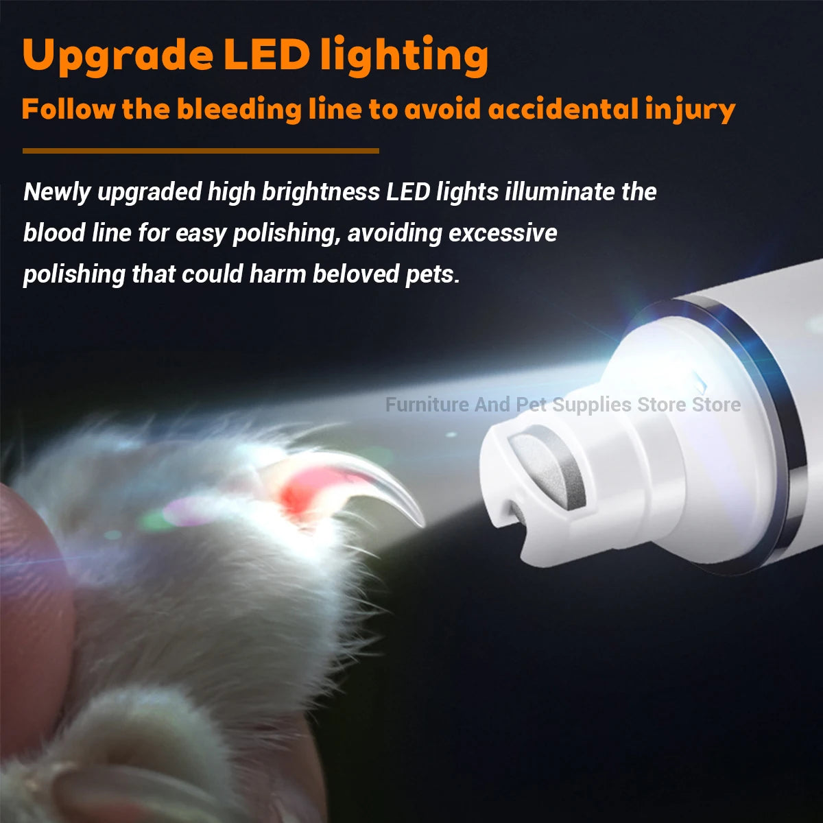 New Electric Dog Nail Clippers Rechargeable USB Charging LED Light Quiet Cat Nail Grinders Pet Paws Nail Grooming Supplies