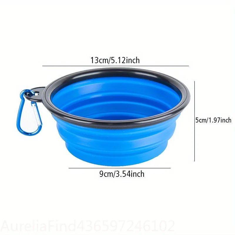 Portable Silicone Folding Dog Bowl with Rim Collapsible Pet Food Water Bowl for Outdoor Walking Travel