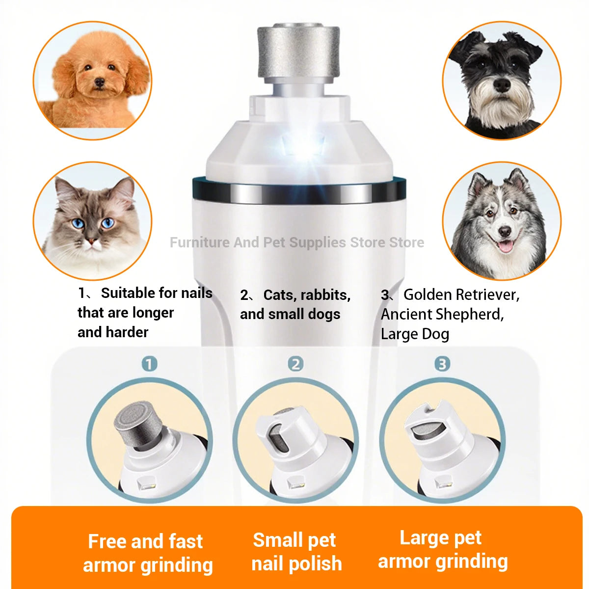 New Electric Dog Nail Clippers Rechargeable USB Charging LED Light Quiet Cat Nail Grinders Pet Paws Nail Grooming Supplies
