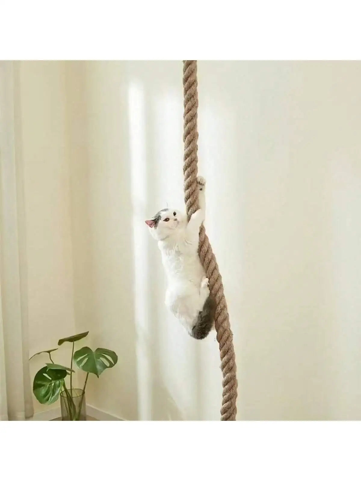 Complete Cat Climbing Rope Scratching Post Tree, With Climbing Rope, Large Ladder, And Resting Platform - Promotes Healthy Habits And Provides Endless Fun (Light Brown)