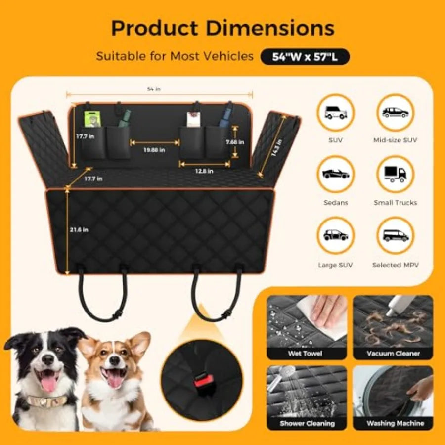 Dog Car Seat Cover for Back Seat00% Waterproof Scratch Proof Nonslip Seat Cover 600D Heavy Duty Scratch Proof Nonslip Durable S