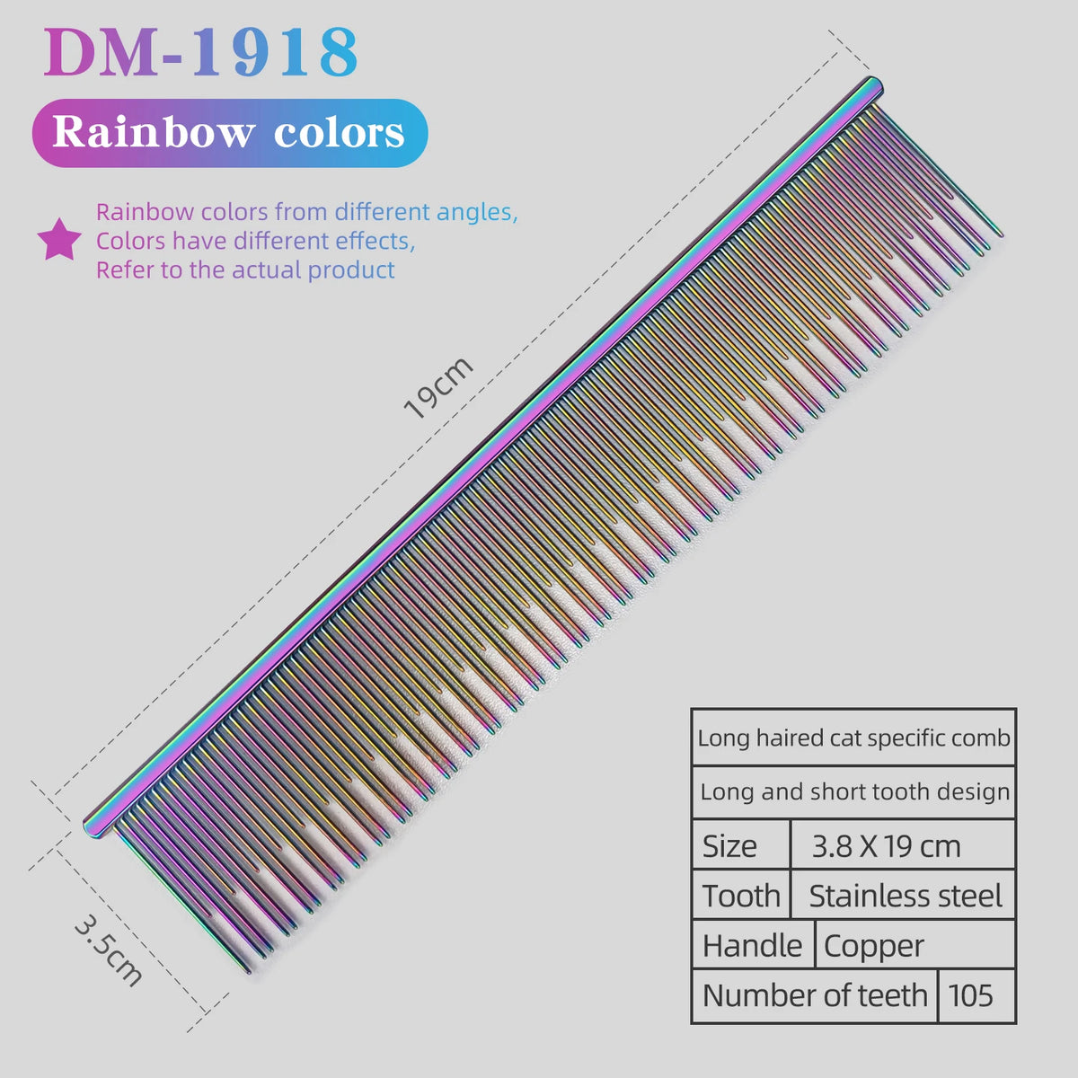 Professional pet grooming comb, moon comb, double toothed comb, cat and dog comb, pet grooming competition, competitive home
