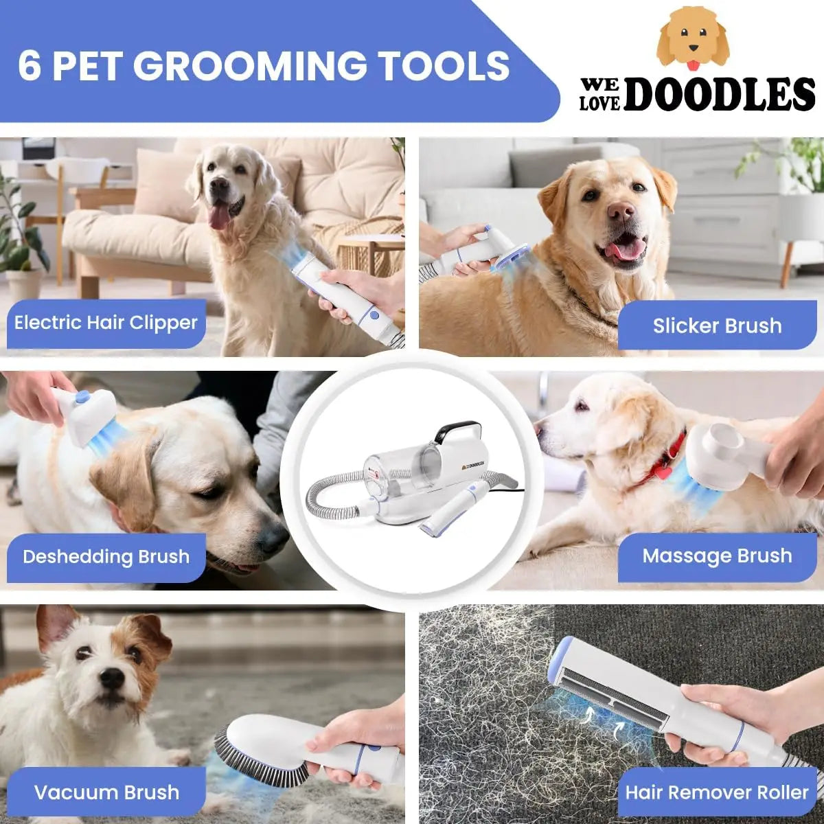 Dog Grooming Vacuum, Professional Use & Home Pet Grooming Vacuum for Dogs | 11-in-1 Professional Grade & Lightweight Dog