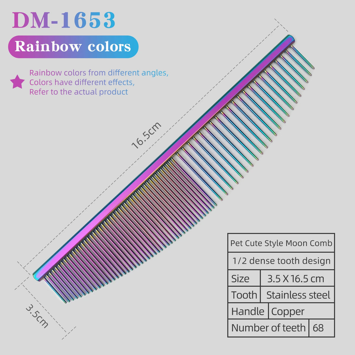 Professional pet grooming comb, moon comb, double toothed comb, cat and dog comb, pet grooming competition, competitive home