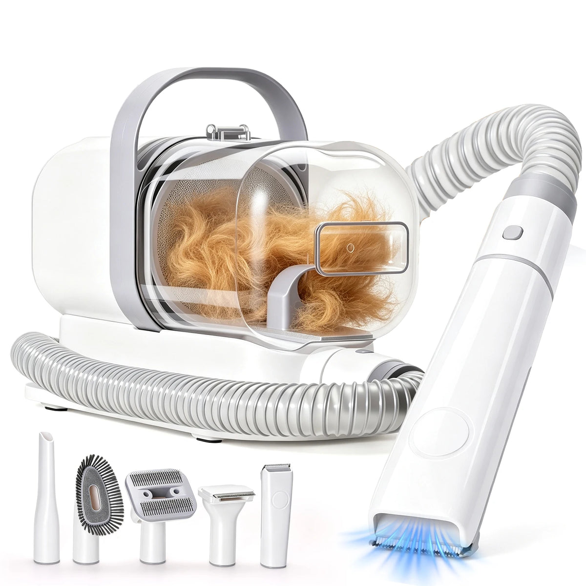 5 IN 1 Dog Grooming Vacuum & Pet Grooming Kit with 2L Capacity Larger Pet Hair Dust Cup Dog Brush Vacuum for Pet Hair Clean