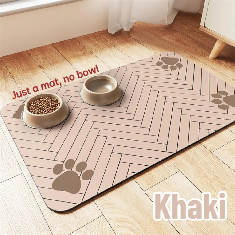 Absorbent Dog Cat Feeding Mat Quick Dry Waterproof Pet Bowl Placemat with Rubber Backing for Food Water Floor Protection