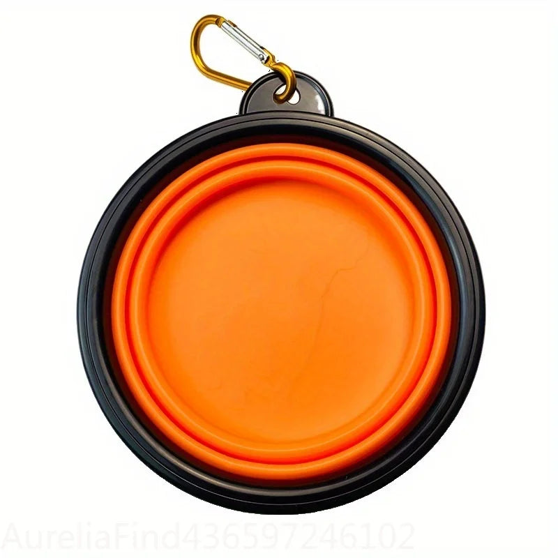 Portable Silicone Folding Dog Bowl with Rim Collapsible Pet Food Water Bowl for Outdoor Walking Travel
