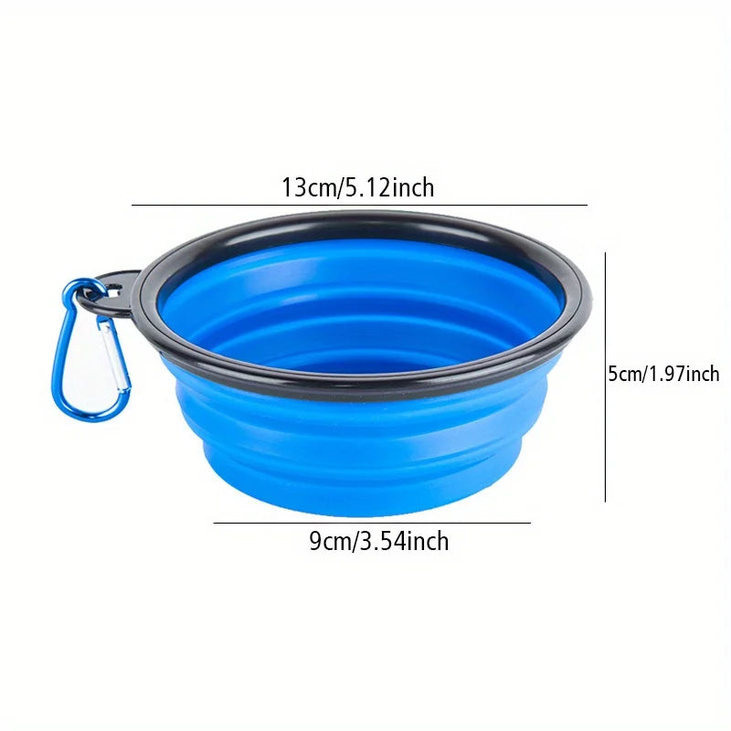 Portable Silicone Folding Dog Bowl with Rim Collapsible Pet Food Water Bowl for Outdoor Walking Travel
