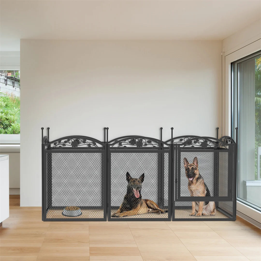 8 Panels Heavy Duty Metal Dog Playpen Whelping Fence,Multifunal Outdoor Indoor Puppy Training Fence with Waterproof Floor Pad