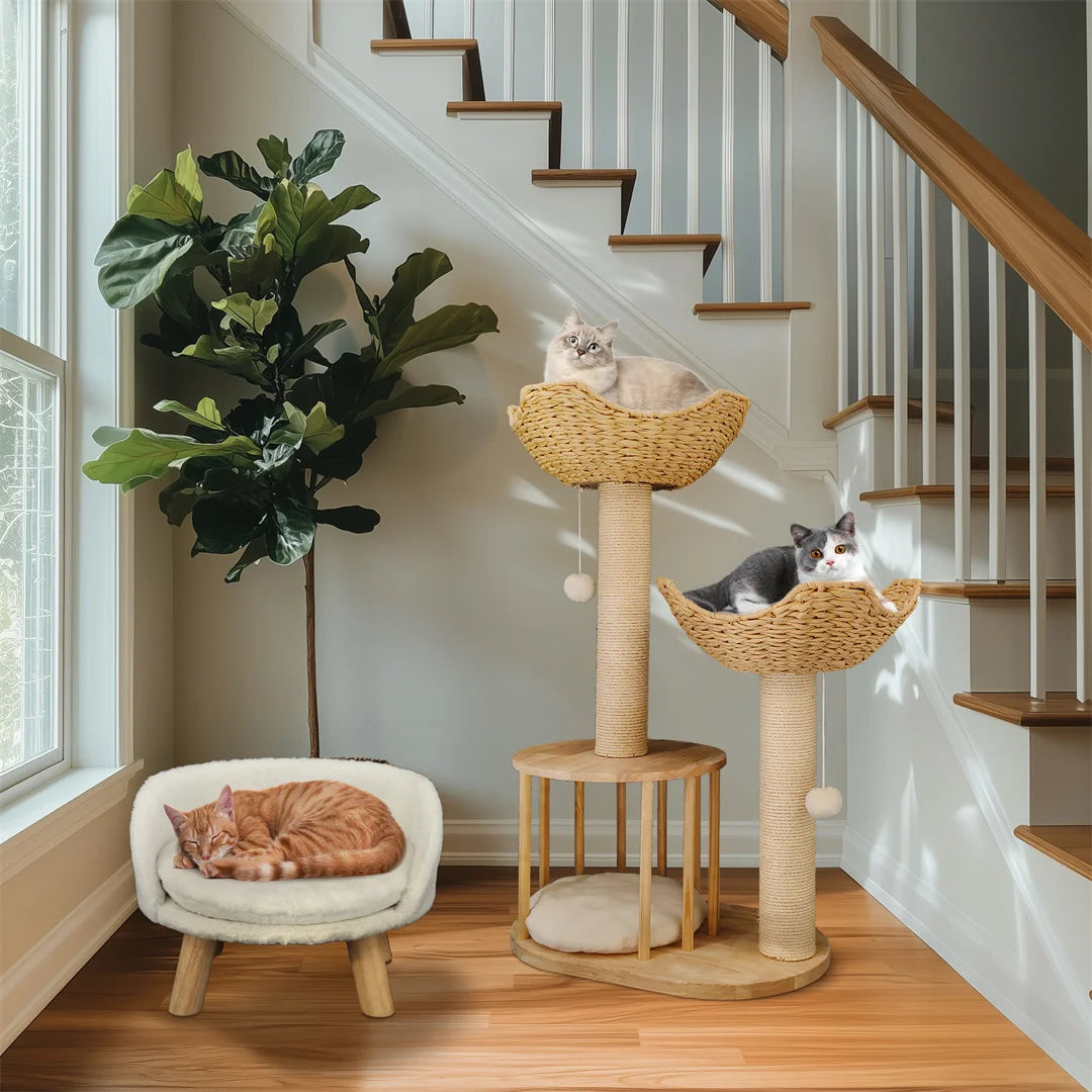 3-Tier Cat Climbing Tree Indoor Kittens Activity Center Tower with Scratching Post for Cat Furniture