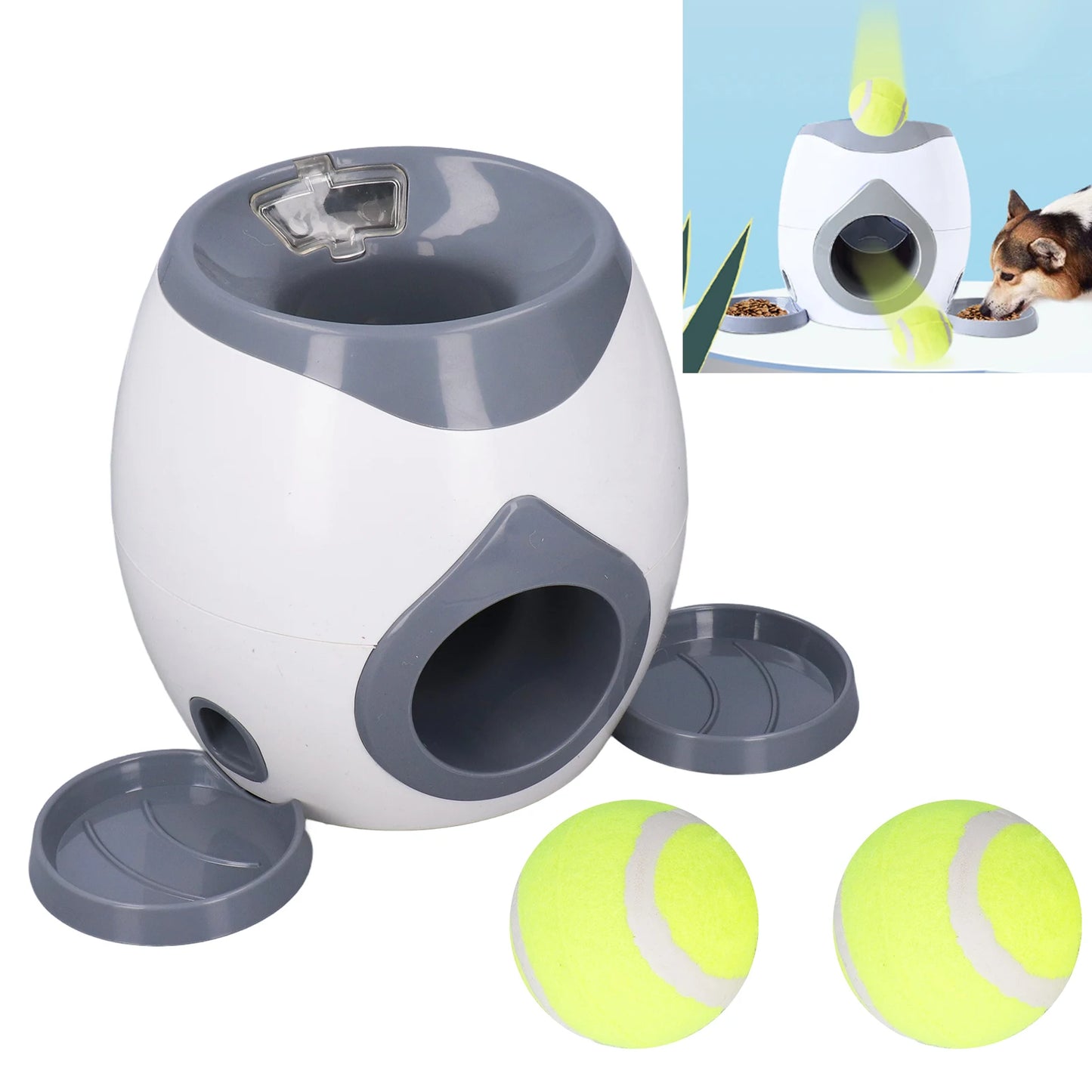 Dog Tennis Ball Machine Dog Training  Dog Ball Feeding Toys Dog Tennis Ball Feeding Machine with 2 Tennis for Dog Training