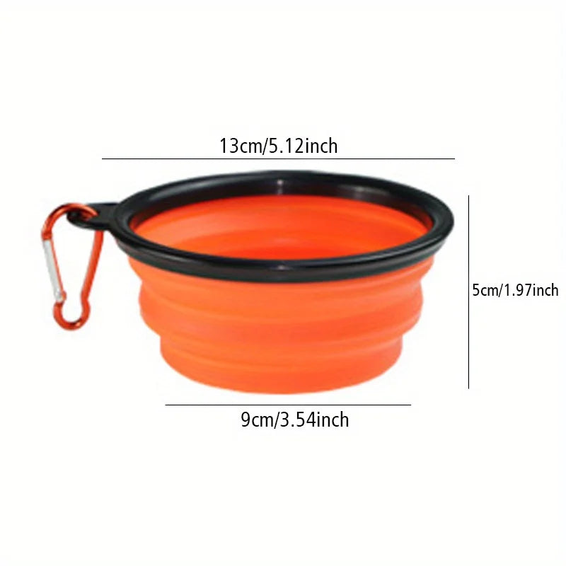 Portable Silicone Folding Dog Bowl with Rim Collapsible Pet Food Water Bowl for Outdoor Walking Travel