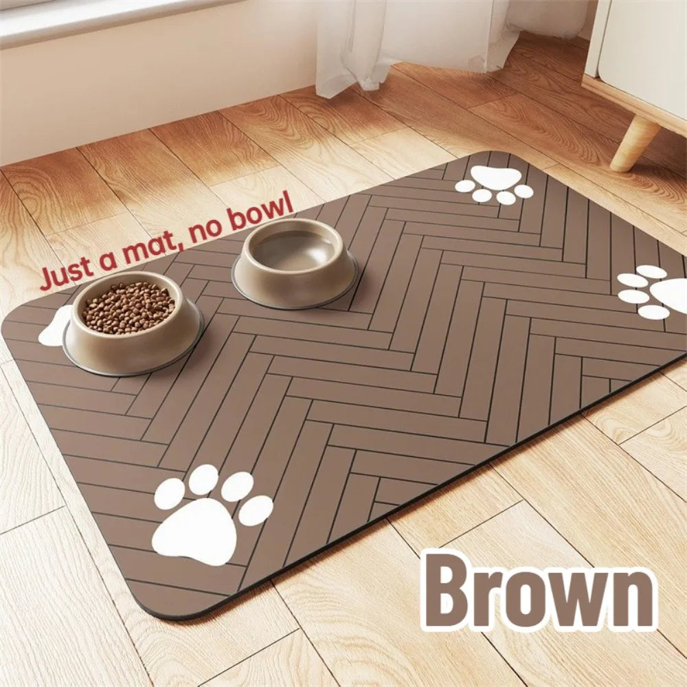 Absorbent Dog Cat Feeding Mat Quick Dry Waterproof Pet Bowl Placemat with Rubber Backing for Food Water Floor Protection
