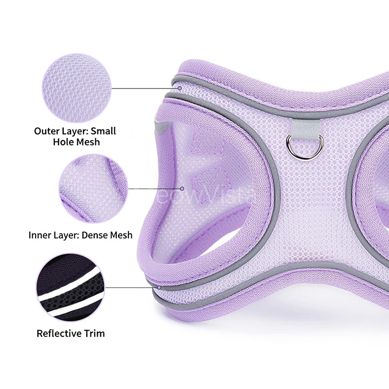 Breathable Sport Small Dog Harness Set Reflective No Pull Step-in Puppy Vest Harness for Daily Walking Accesorios Para Perros