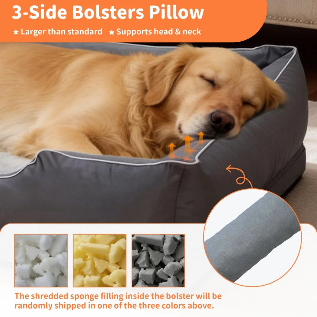 Extra Large Orthopedic Dog Bed Soft Calming Pet Sofa Couch Enhanced Bolster Deep Snuggle Bed