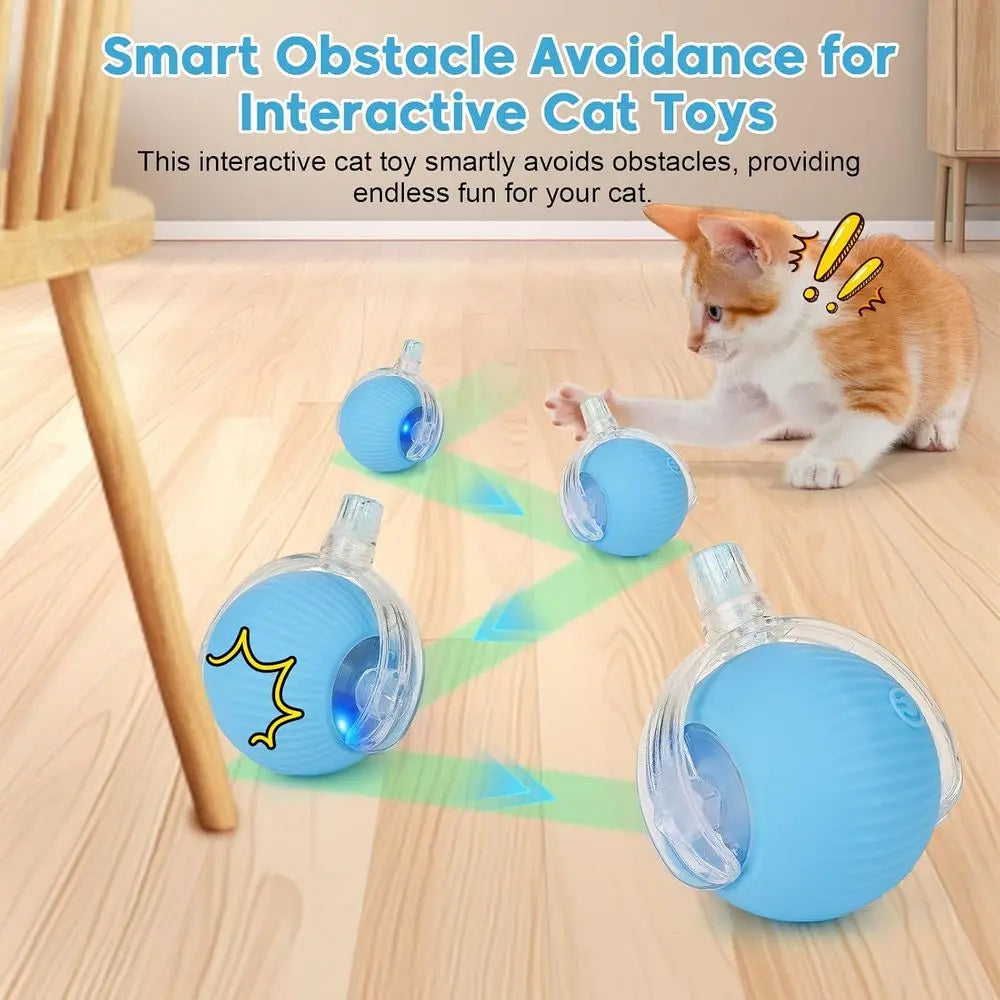 Interactive Cat Toys for Indoor Cats & Dogs, Agile Moving Ball with Elastic Mesh Tail, Rechargeable Enrichment Toys, Smart Autom