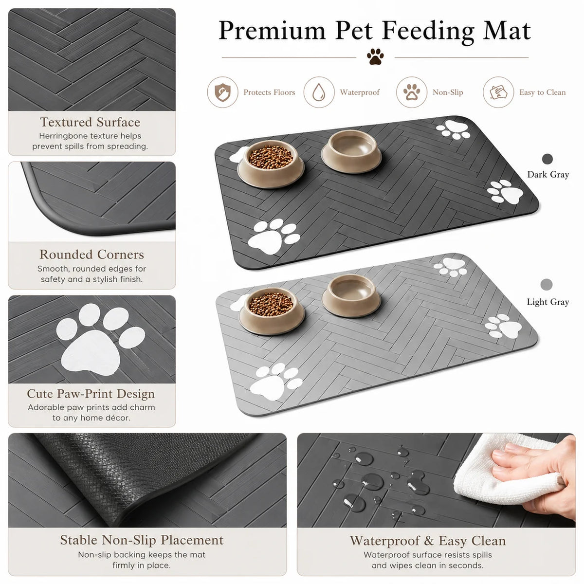 Soft Plush Pet Mat, Non-Slip Waterproof Dog Cat Bed Pad for Floor Couch, Machine Washable