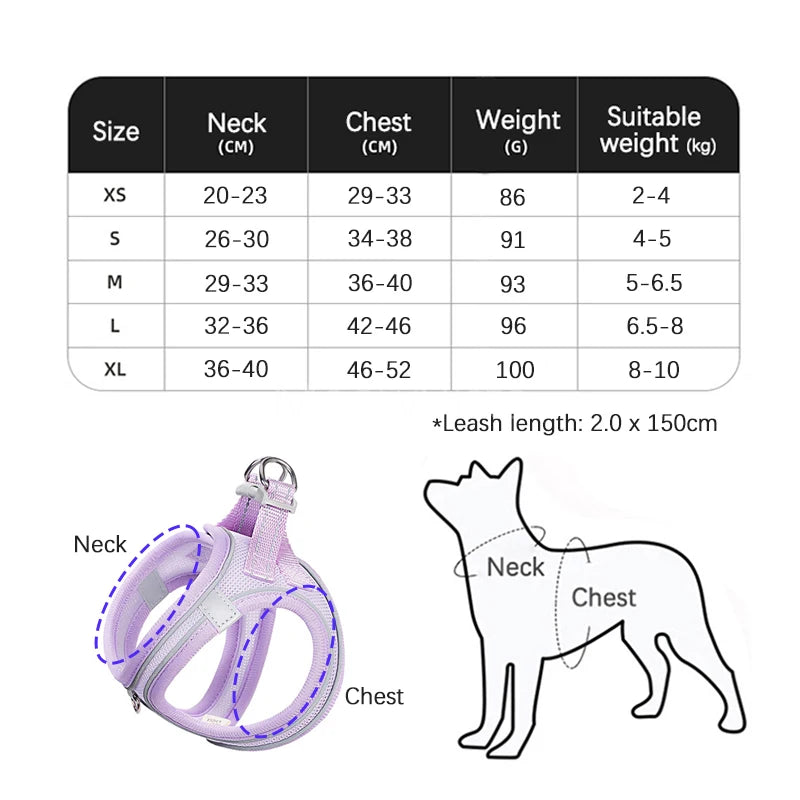 Breathable Sport Small Dog Harness Set Reflective No Pull Step-in Puppy Vest Harness for Daily Walking Accesorios Para Perros