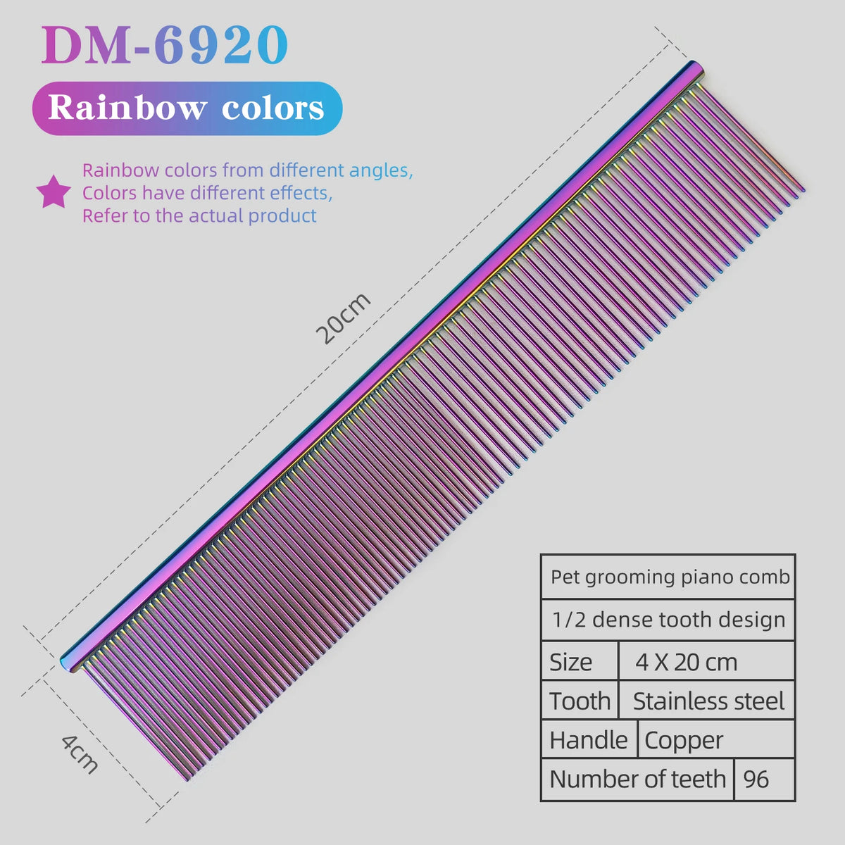 Professional pet grooming comb, moon comb, double toothed comb, cat and dog comb, pet grooming competition, competitive home