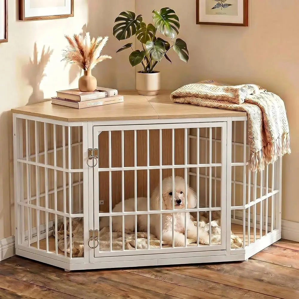52 Inch Dog Crate urniture , Wooden Dog Kennel urniture, End Table Dog Crate or Large Dogs, Indoor Pet Crates Side Table or Dogs