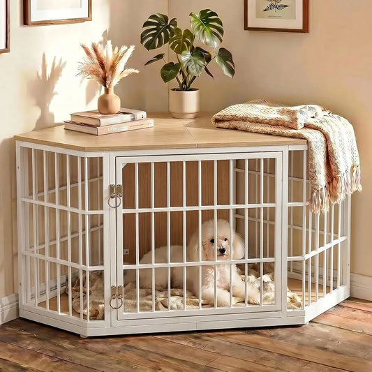 52 Inch Dog Crate urniture , Wooden Dog Kennel urniture, End Table Dog Crate or Large Dogs, Indoor Pet Crates Side Table or Dogs