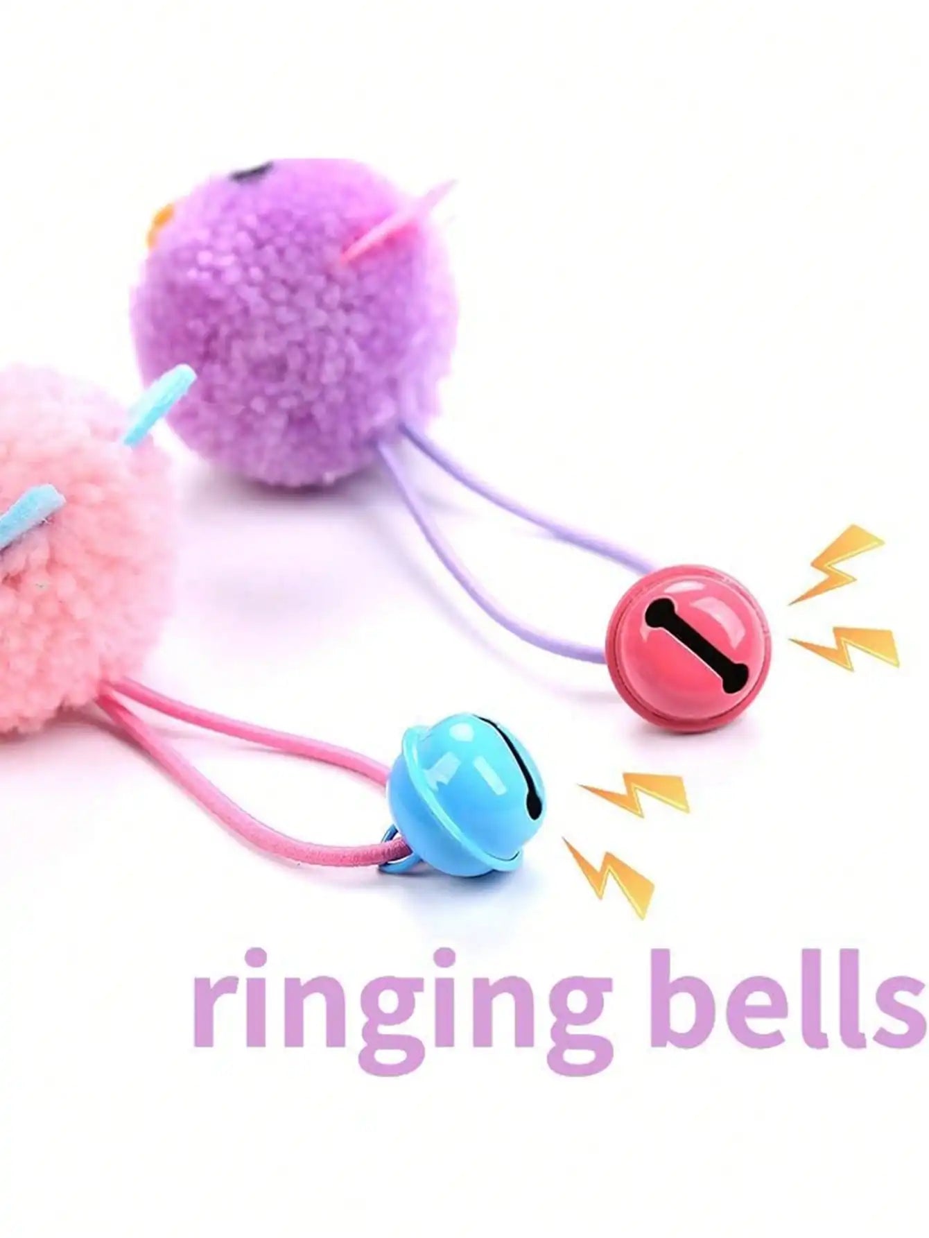 4pcs Cat Toys Set, Plush Ball With Bell, Plush Cat Ball Toys With Bells, Cute Cat Mouse Toys With Sound & Chewing Design, Interactive Indoor Cat Toys To Relieve Boredom And Destructive Behavior