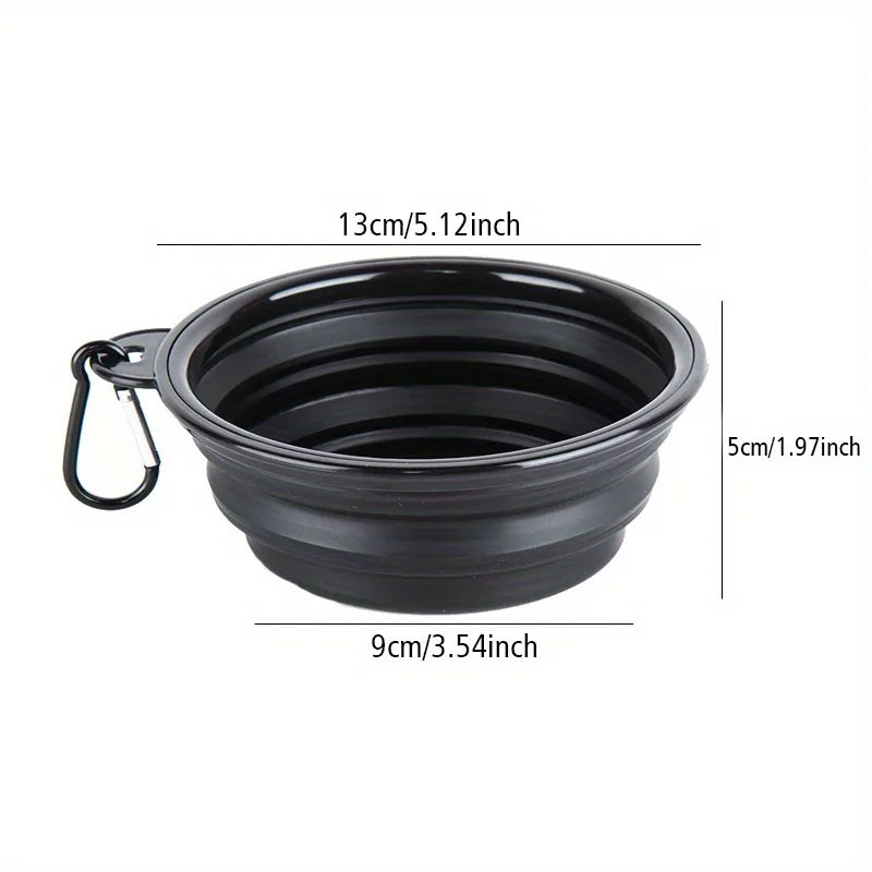 Portable Silicone Folding Dog Bowl with Rim Collapsible Pet Food Water Bowl for Outdoor Walking Travel