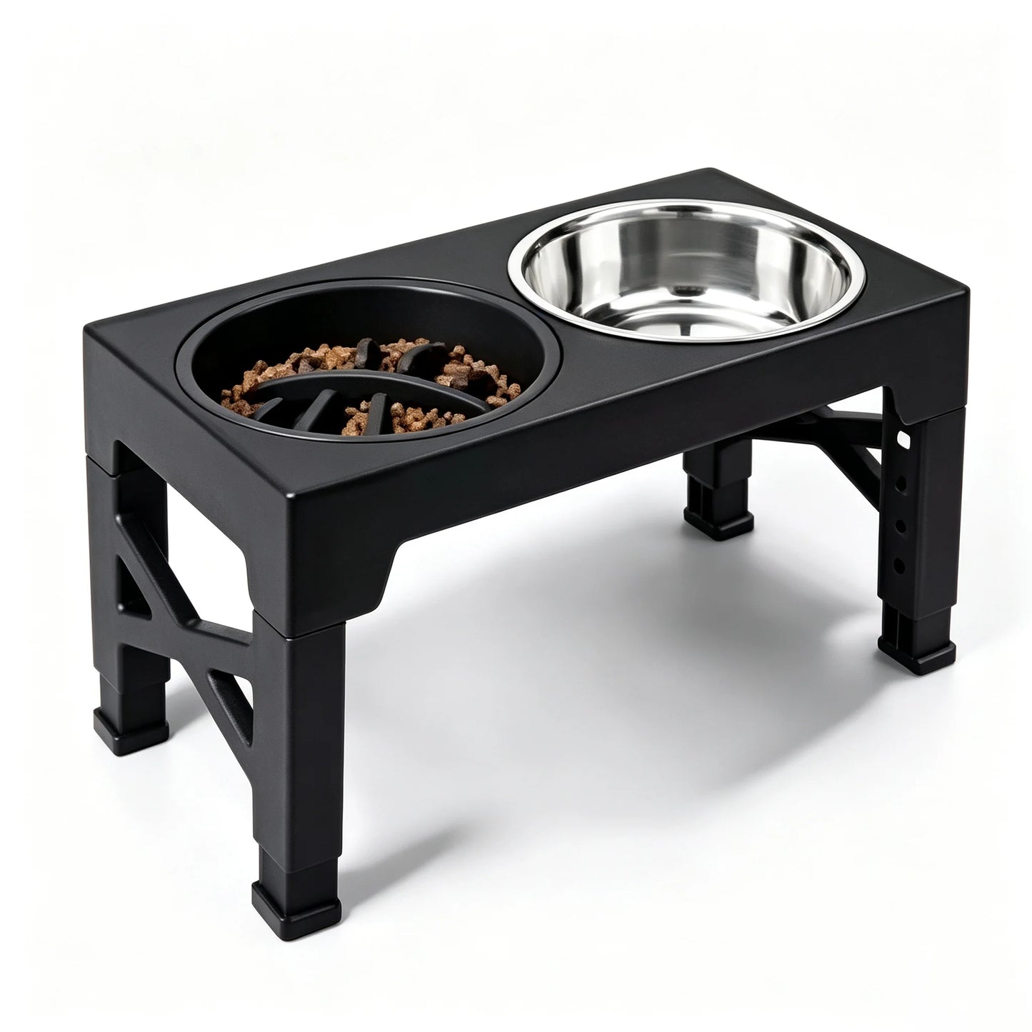 Elevated Dog Feeder Bowls Adjustable Raised Stand with Double Stainless Steel Food Water Bowls Small Medium Large Dogs