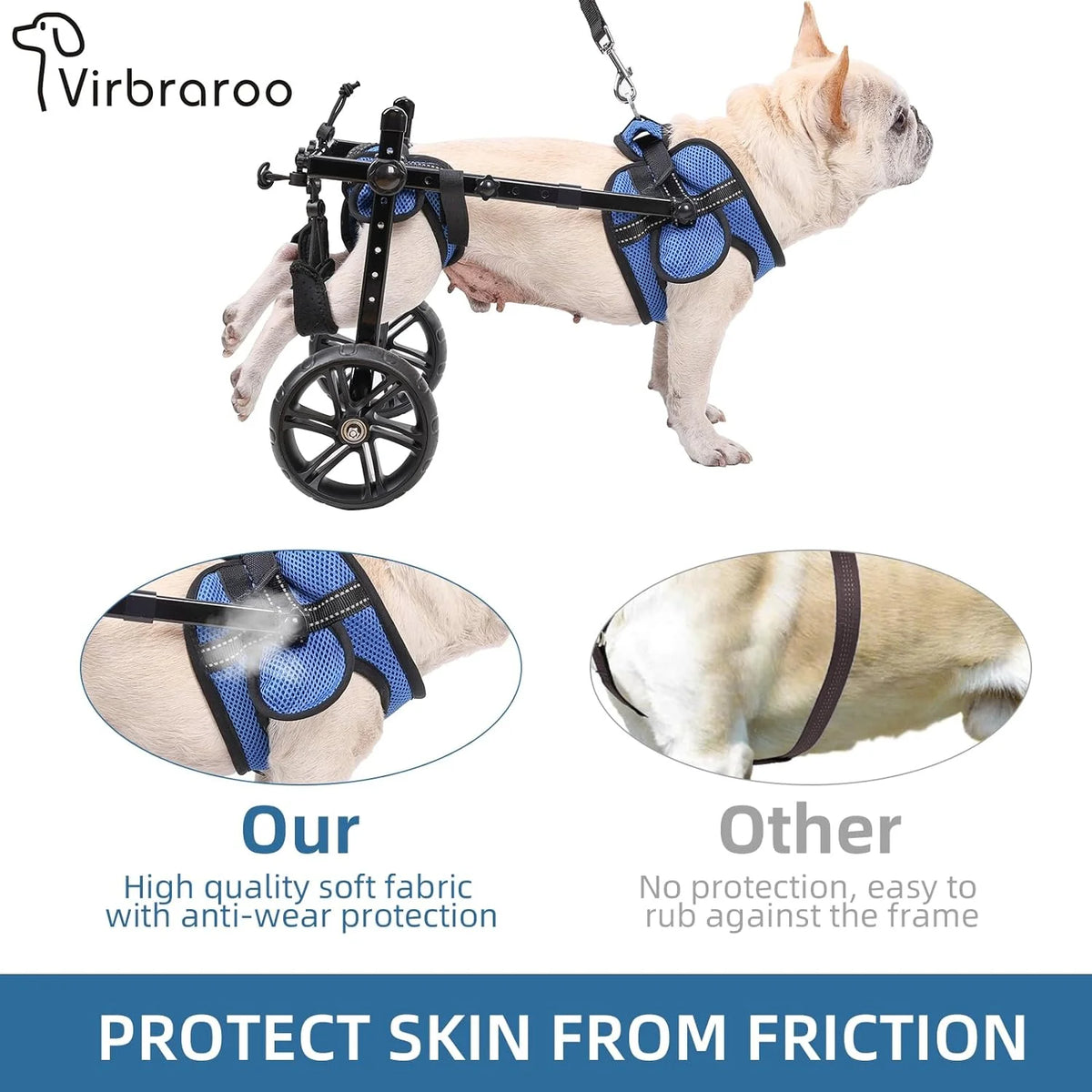 Dog Wheelchair for Back Legs with Upgraded All-Terrain Tires & Durable Bearings, Adjustable Dog Wheelchair, Reflective Safety De