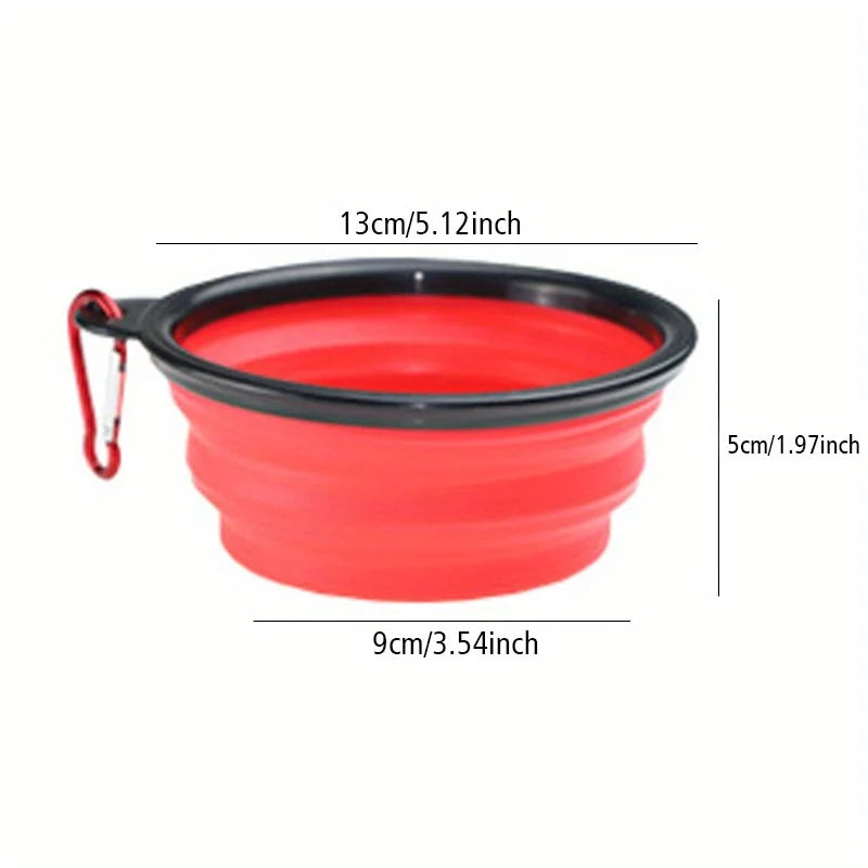 Portable Silicone Folding Dog Bowl with Rim Collapsible Pet Food Water Bowl for Outdoor Walking Travel