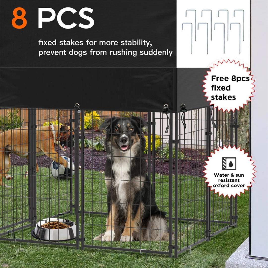 64.9" Heavy Duty Metal Outdoor Dog Kennel Playpen Crate Welded Wire Poultry Hens,Ducks,Geese Crate with Waterproof Cover