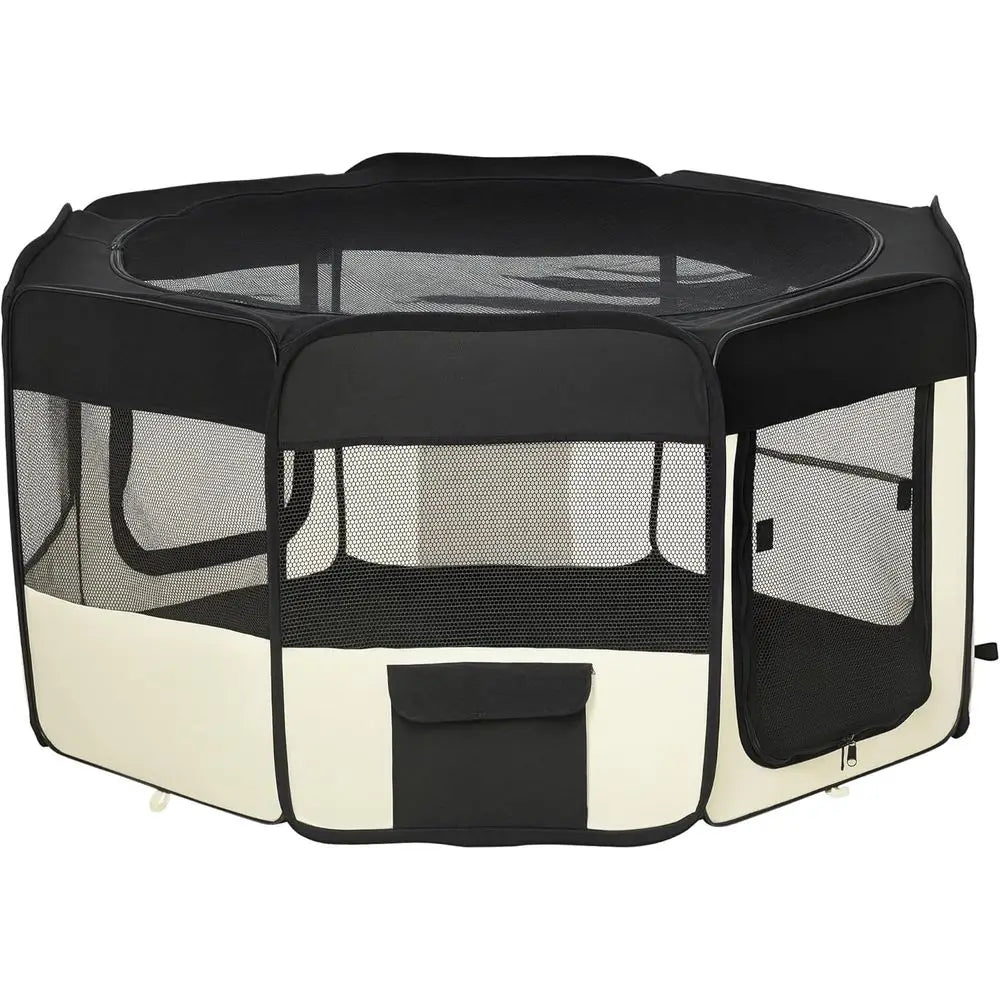 47.25 inch Sot Pet Playpen, olding Puppy Kennel, Dog Tent, Cat Exercise Crate, w/Bag, Beige