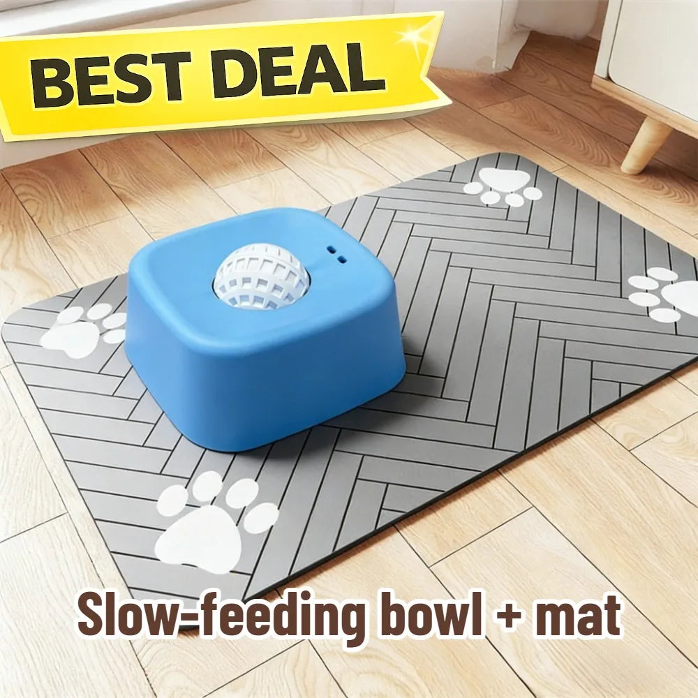 Absorbent Dog Cat Feeding Mat Quick Dry Waterproof Pet Bowl Placemat with Rubber Backing for Food Water Floor Protection